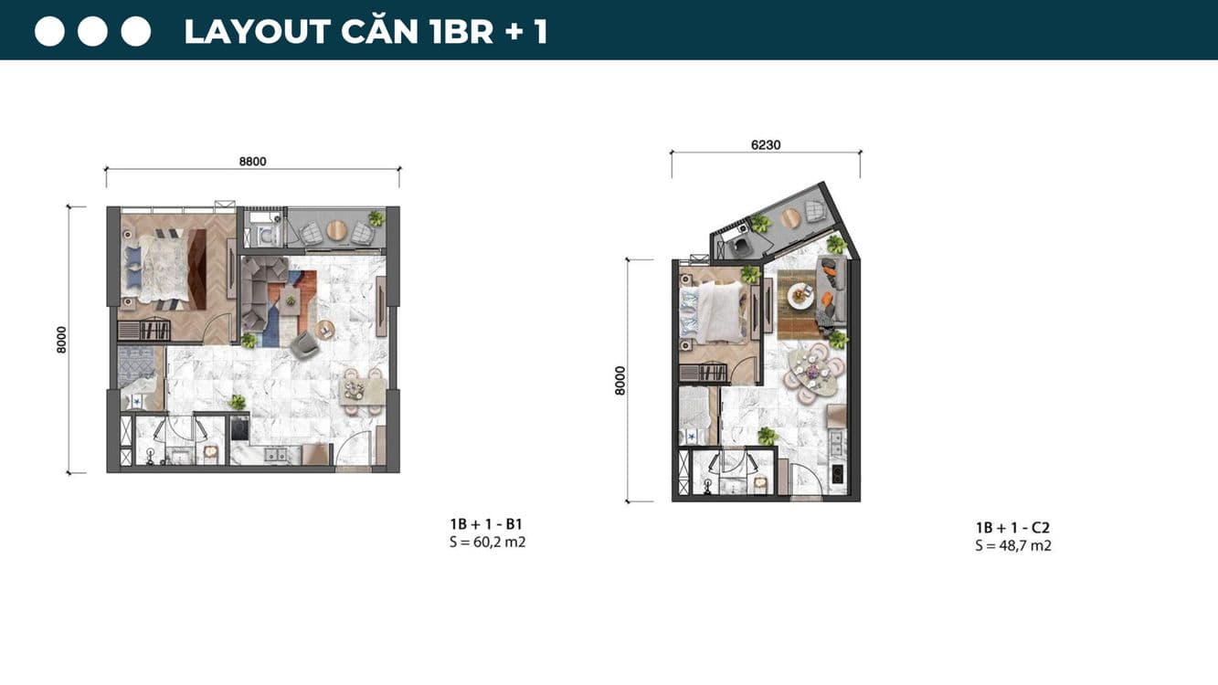 SUN SYMPHONY RESIDENCE – Layout căn 1BR + 1