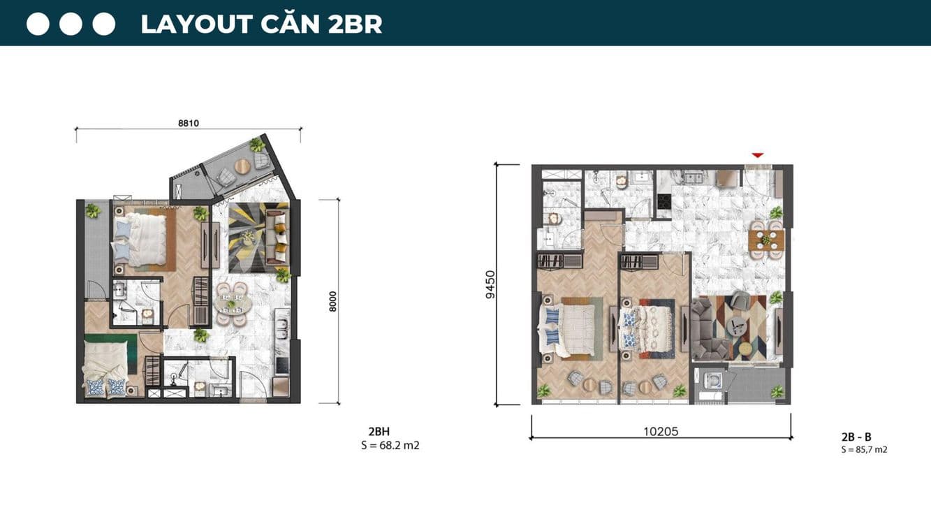 SUN SYMPHONY RESIDENCE – Layout căn 2BR