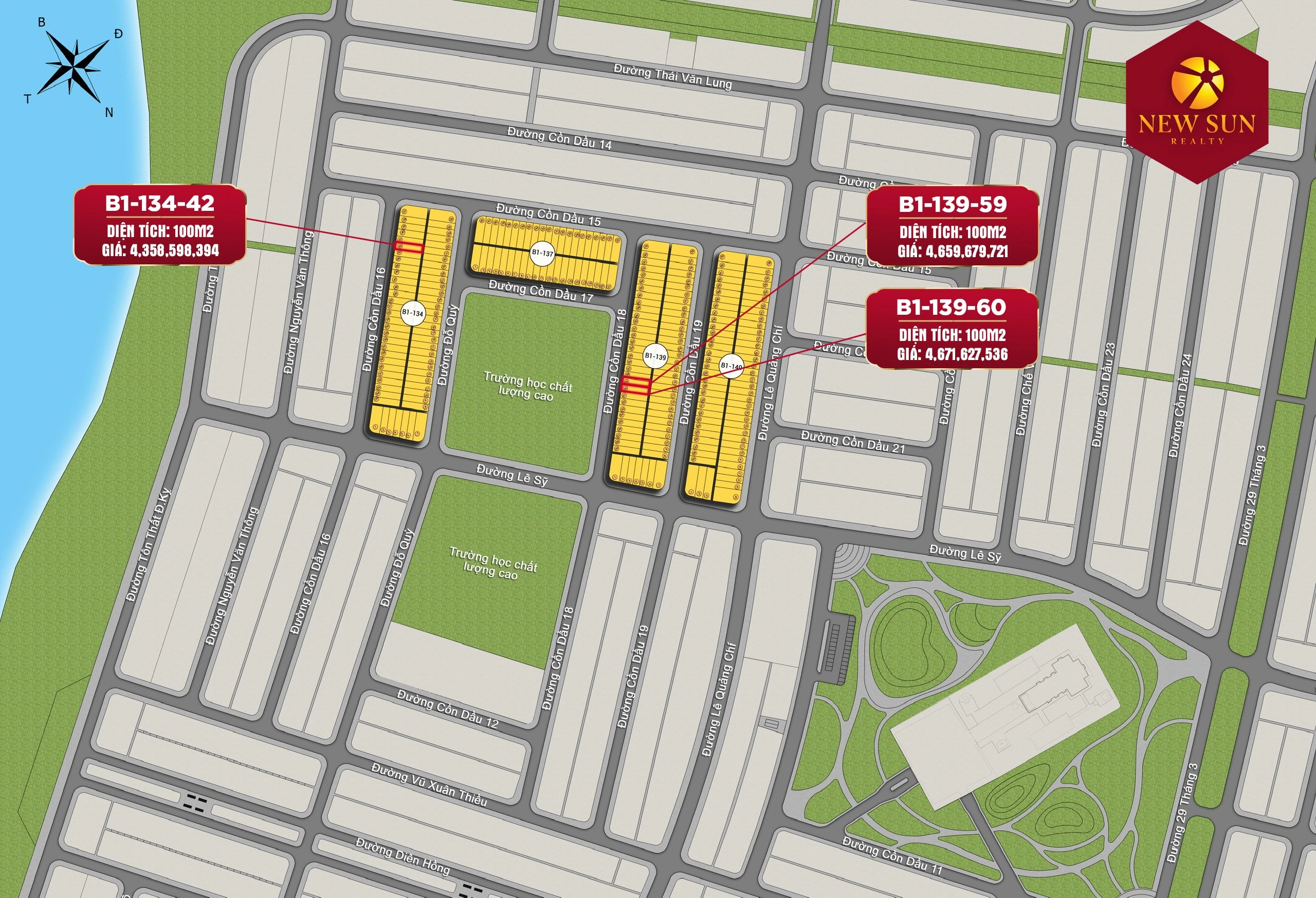 Mặt bằng điển hình phân khu Cồn Dầu Hòa Xuân