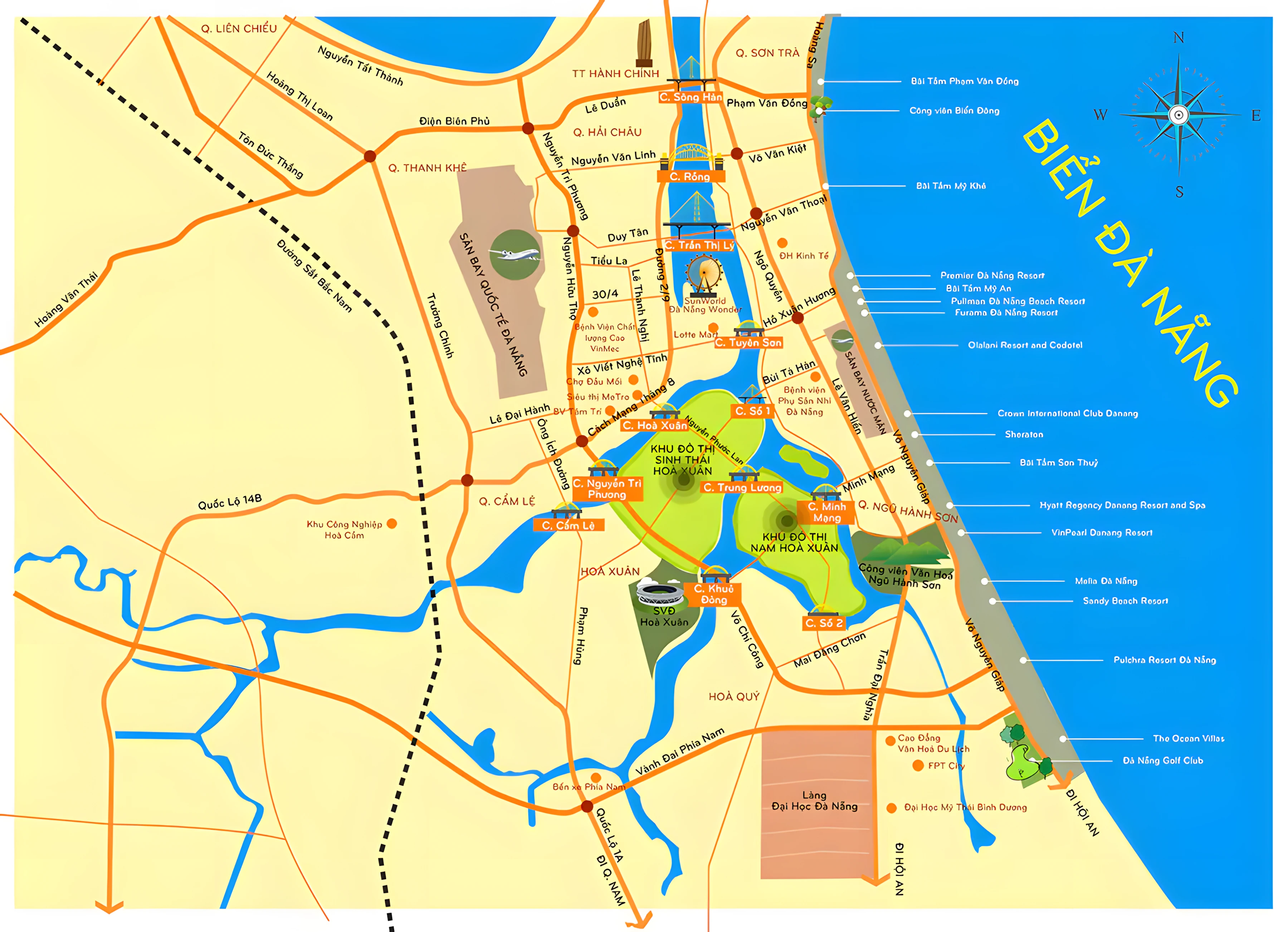 Vị trí đắc địa thuận lợi của phân khu Cồn Dầu Hòa Xuân