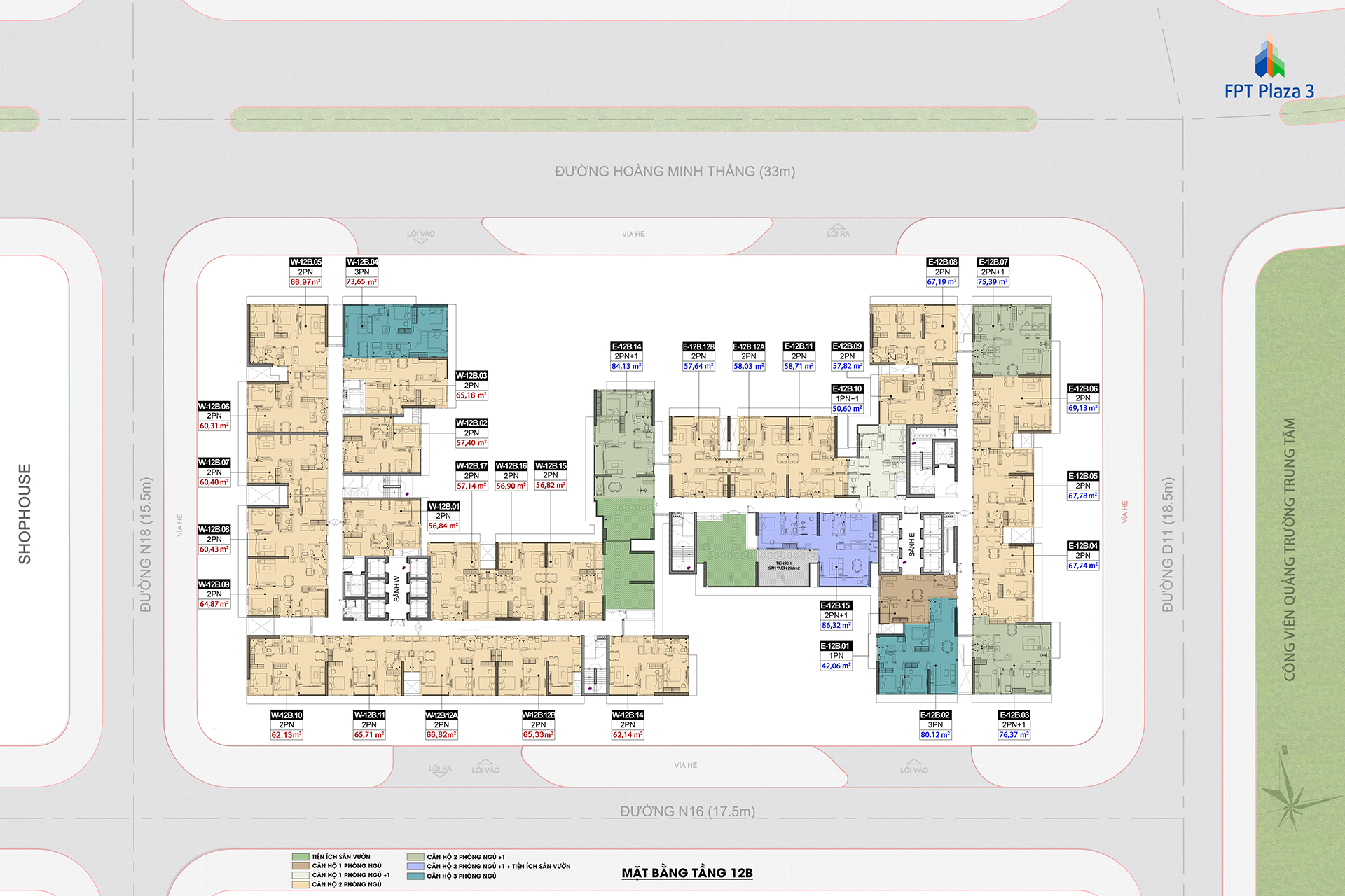 Mặt bằng tầng 12B - FPT Plaza 4 Đà Nẵng