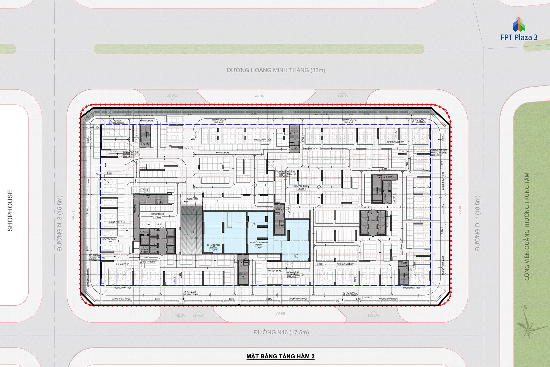 Mặt bằng tầng hầm 2 - FPT Plaza 4 Đà Nẵng