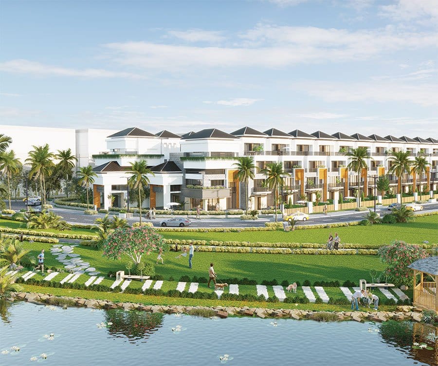 Hệ thống công viên ven sông xanh mát trong lòng dự án.