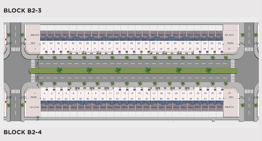 Shophouse Trục Nguyễn Phước Lan Thuộc Block B2-3 và B2-4.