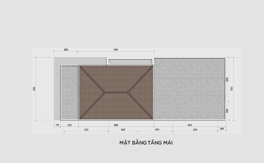 Măt Bằng Tầng Mái Căn Shophouse Ven Sông Nam Hòa Xuân.