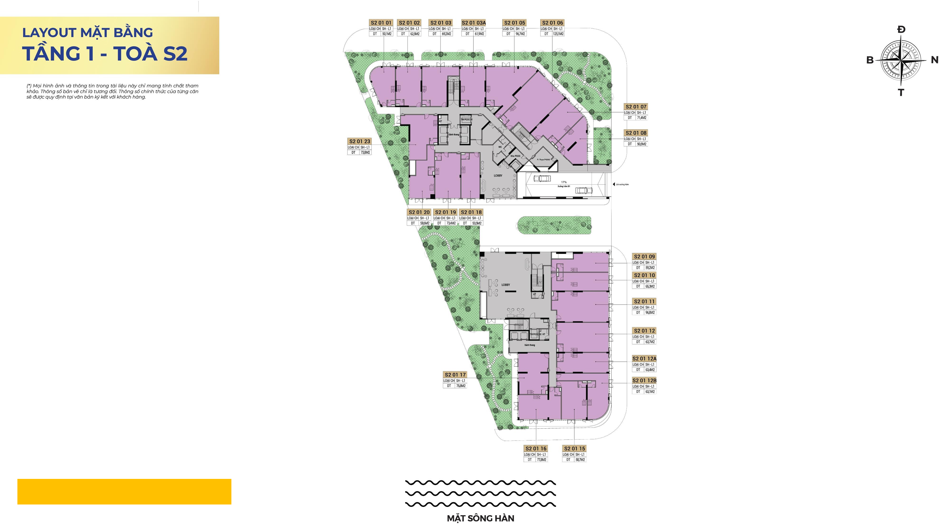 Mặt bằng Shophouse khối đế Shophouse khối đế Sun Symphony Residence Tòa S2 Tầng 1