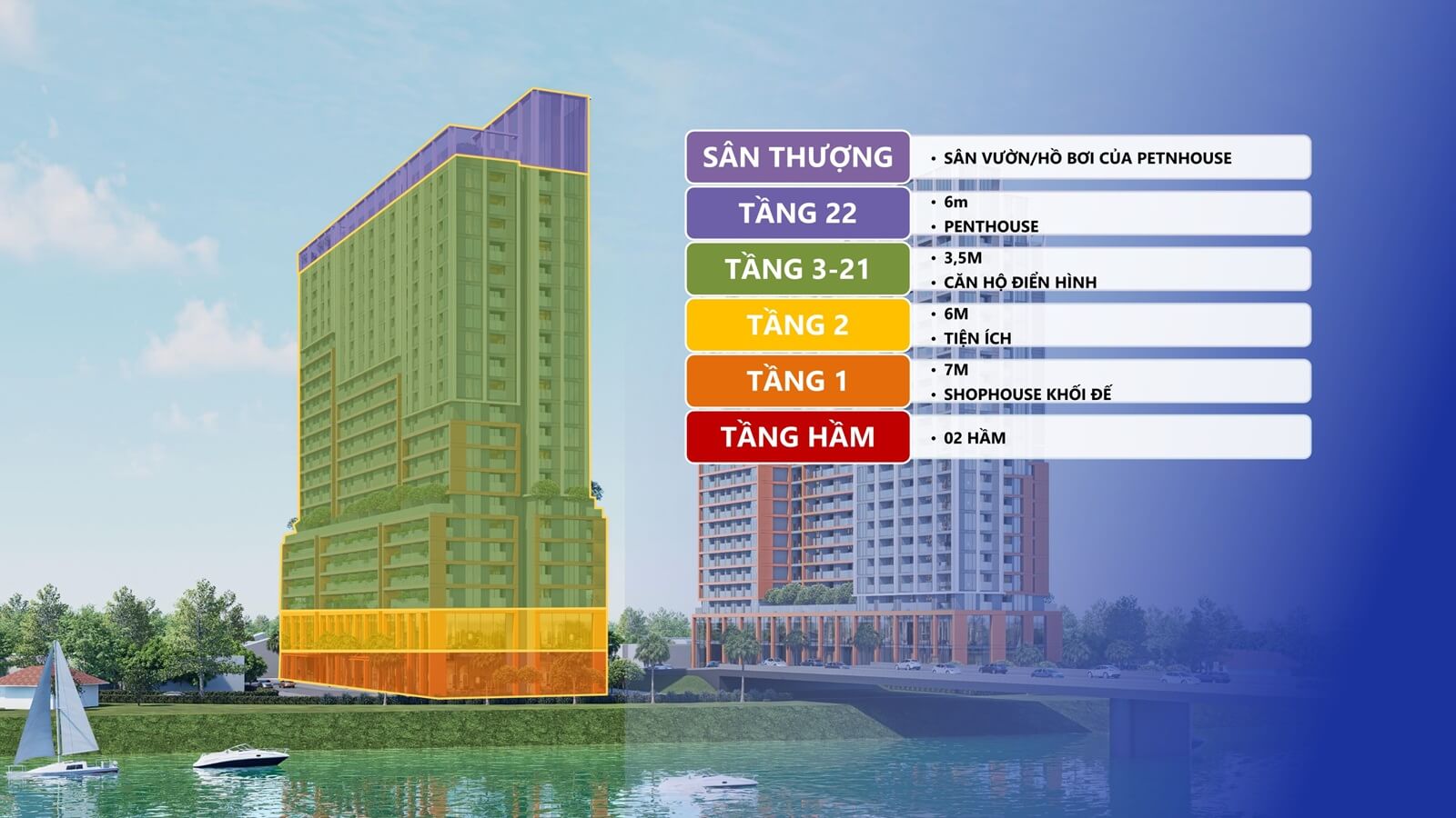 Mặt cắt đứng dự án Sun Spana Tower Nam Hòa Xuân Đà Nẵng