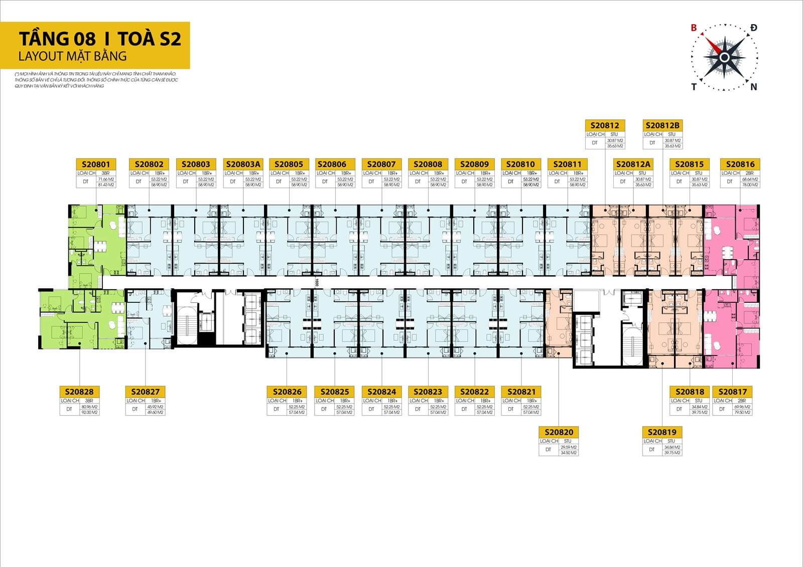 Mặt bằng tầng 8 tòa S2 dự án Sun Spana Tower Nam Hòa Xuân Đà Nẵng